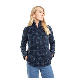 Weird Fish Womens/Ladies Reena Printed Quarter Zip Fleece Top / Lake Blue